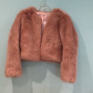 Pink fake fur coat
